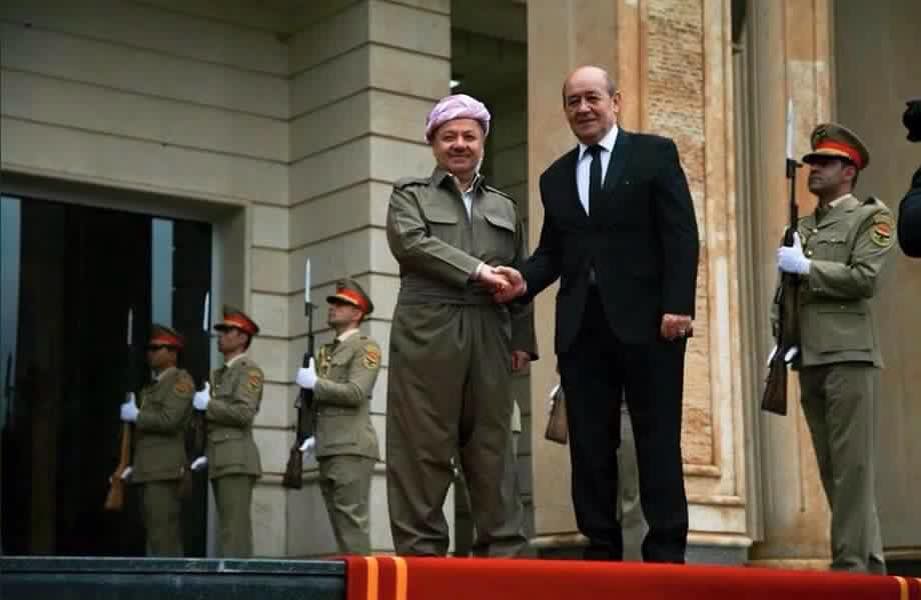 French Defense Minister Jean-Yves Le Drian's visit to the Kurdistan Region on April 11, 2016.